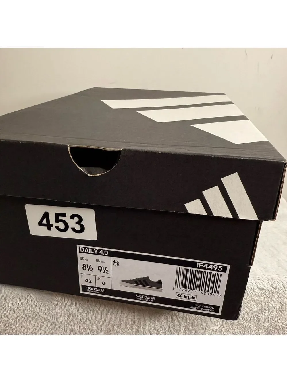 Adidas Daily 4.0 Grey/Black Canvas Sneakers - Men’s 8.5/Women’s 9.5 - New in Box